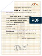 Certificado de Ingreso Villareal