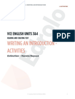 Vce English Units 3&4: Writing An Introduction - Activities