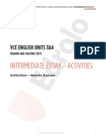 Vce English Units 3&4: Intermediate Essay - Activities