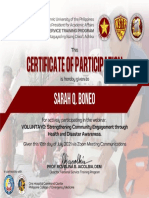 SARAH Q. BONEO Certificate of Participation