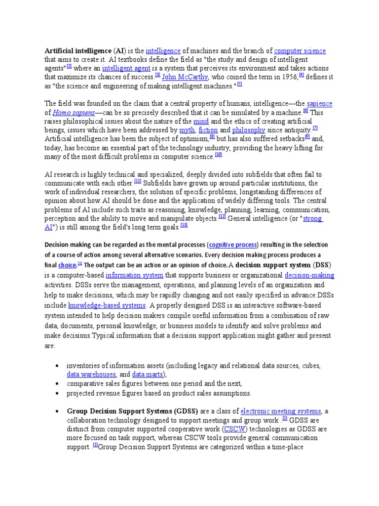 Understanding Artificial Intelligence and DSS | PDF | Artificial ...