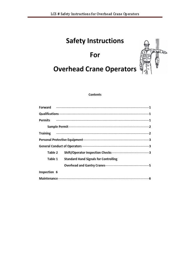 Safety Training Manual for Overhead Crane Operators | PDF | Crane ...
