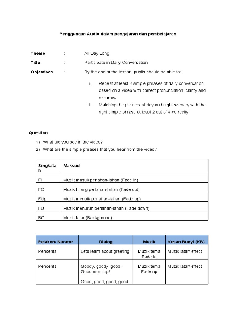 Audio for Teaching Daily Conversations | PDF | Language Arts & Discipline