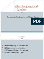 Mathematical Language and Symbols: Department of Mathematics and Natural Sciences