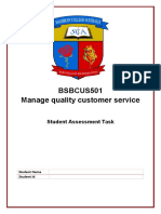 BSBCUS501 Manage Quality Customer Service Assessment