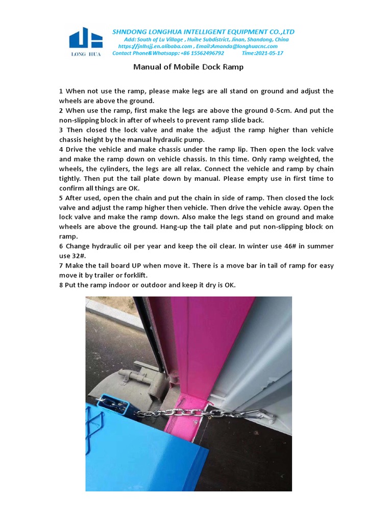 Mobile Dock Ramp User Manual | PDF