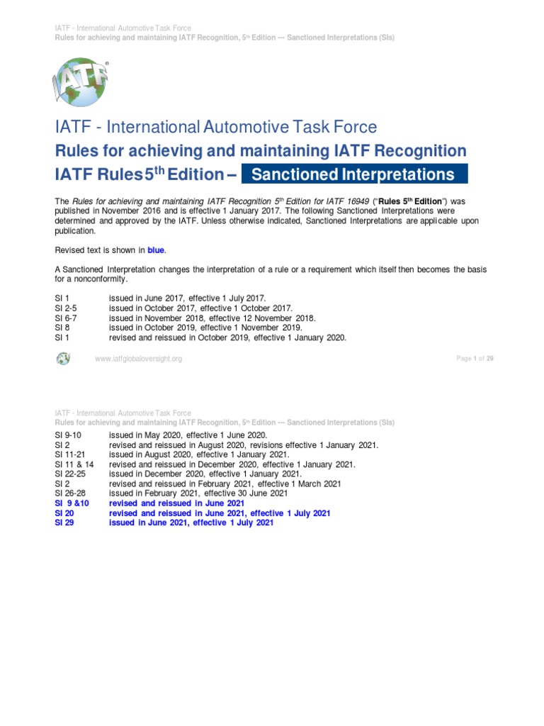IATF - International Automotive Task Force: Rules For Achieving and ...