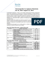 Intreruperi Programate in Zona Muntenia 16.08.2021 - 22.08.2021