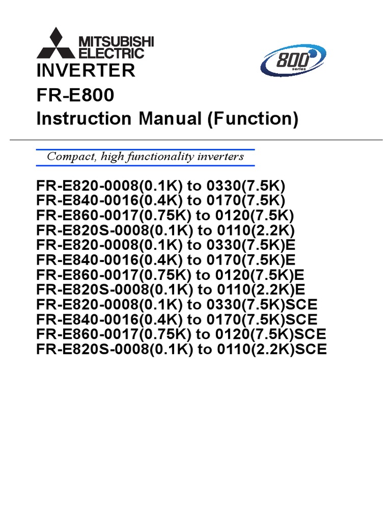 Mitsubishi E800 Manual Function PDF Power Inverter Electric Motor
