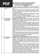 Syllabus - Written Exam - Non Teaching Recruitment - NIT Andhra