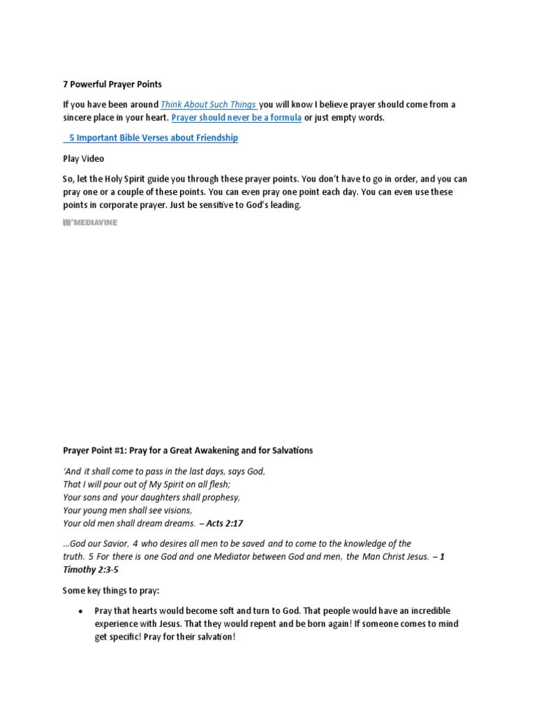 7 Powerful Prayer Points for Intercession | PDF | Prayer | Christian Prayer