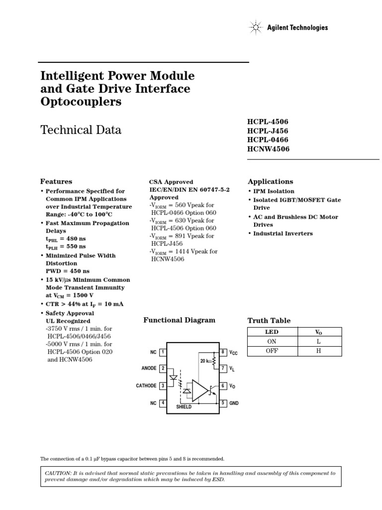 Intelligent Power Module and Gate Drive Interface Optocouplers PDF