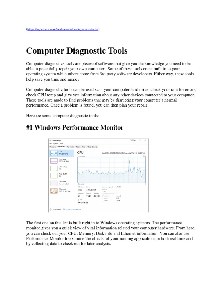 Five Best Computer Diagnostic Tools PDF Hard Disk Drive Operating