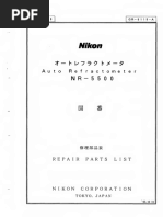 Nikon NR-5500 Auto-Refractometer Repair Parts List