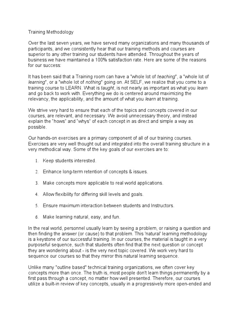 Training Methodology | PDF | Concept | Learning