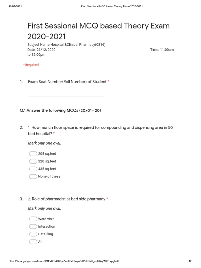 HCP Exam: MCQs for 2020-2021 | PDF | Pharmacy | Medical Treatments