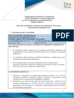 Guia de actividades y Rúbrica de evaluación -Postarea– Desarrollo del trabajo Final
