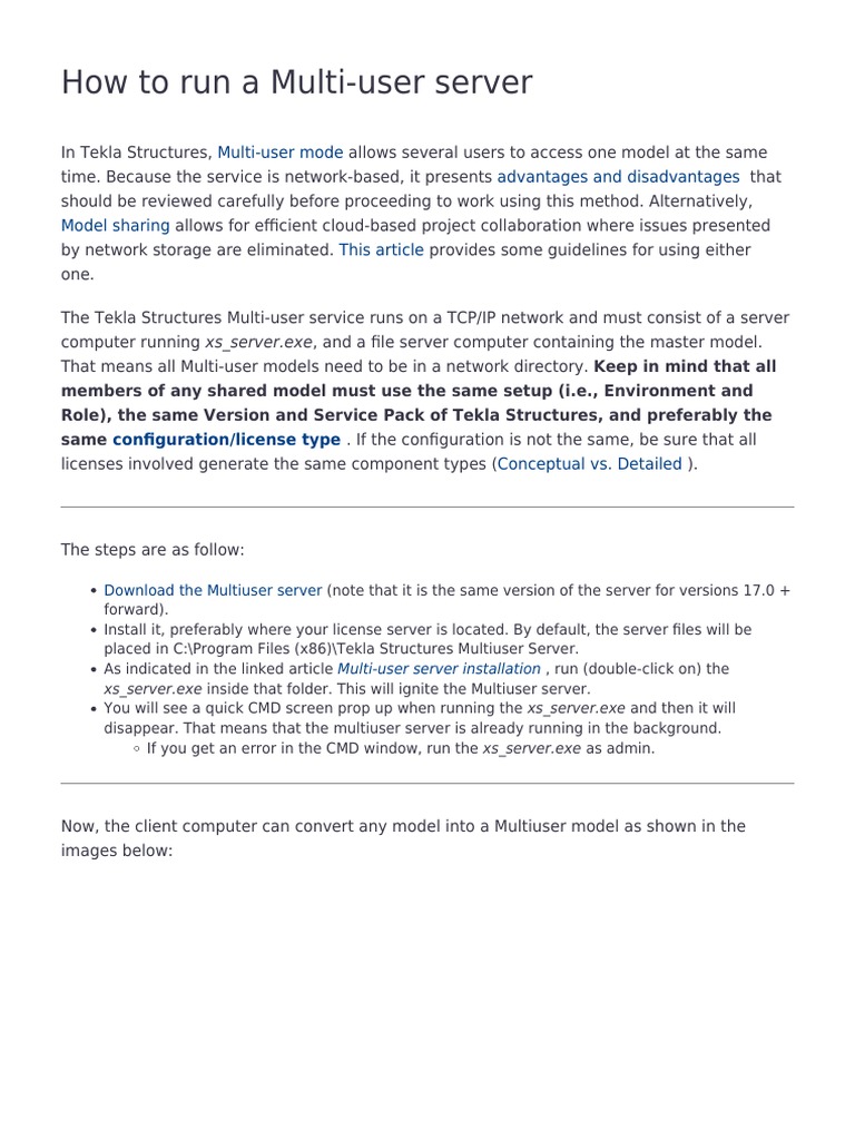 A Guide to Setting Up and Running a Multi-User Server in Tekla ...