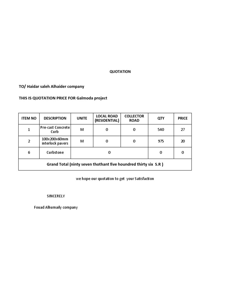 Galmoda Project Quotation Details | PDF