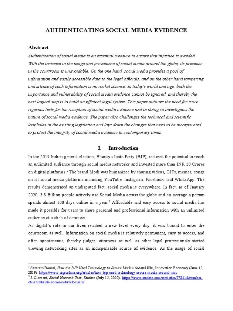 Authenticating Social Media Evidence | PDF | Popular Culture & Media ...