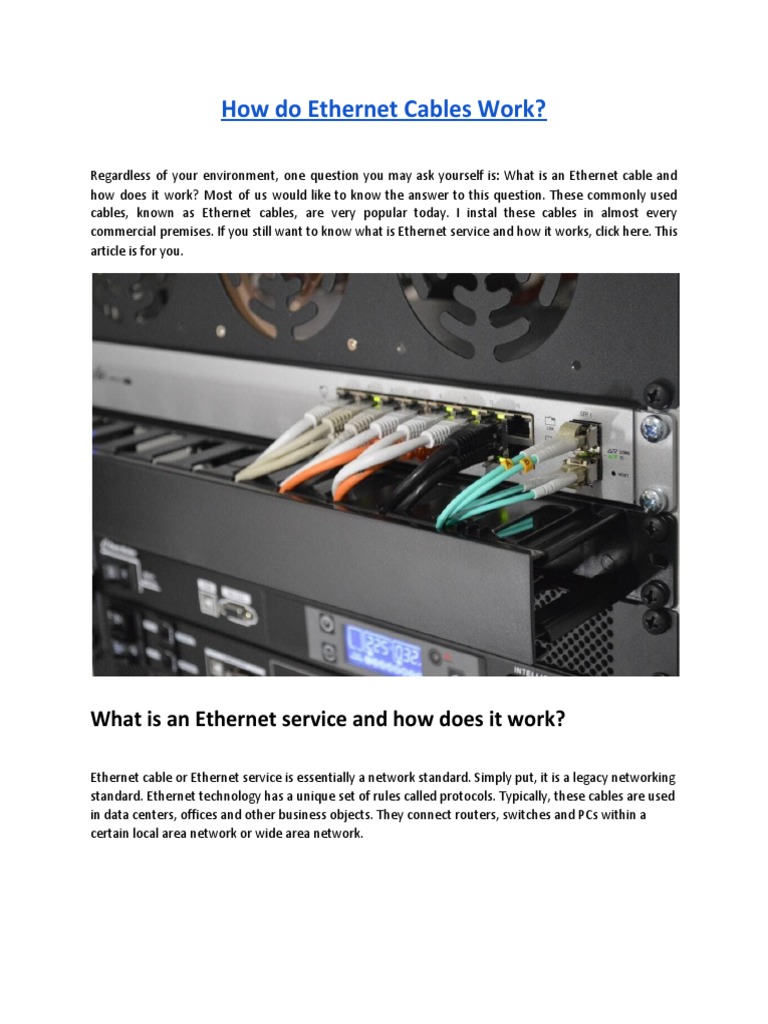 How Do Cables Work PDF Computer Network