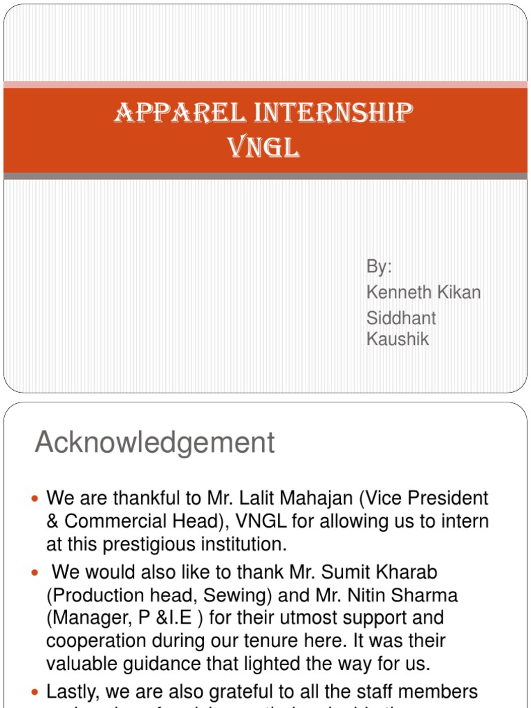 Apparel Internship VNGL By Kikan Siddhant Kaushik PDF