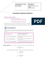 Ecuaciones Cuadraticas Completas y Problemas III° Medio