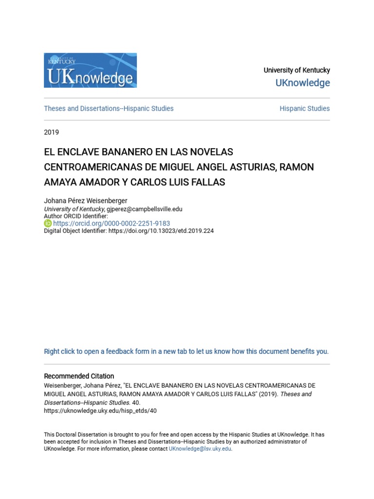 El Enclave Bananero en Las Novelas Centroamericanas de Miguel Ang  