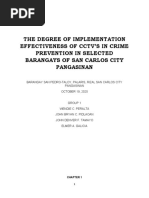 The Degree of Implementation Effectiveness of CCTV'S in Crime Prevention in Selected Barangays of San Carlos City Pangasinan