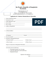 Application For Voluntary Renunciation of Citizenship Sample