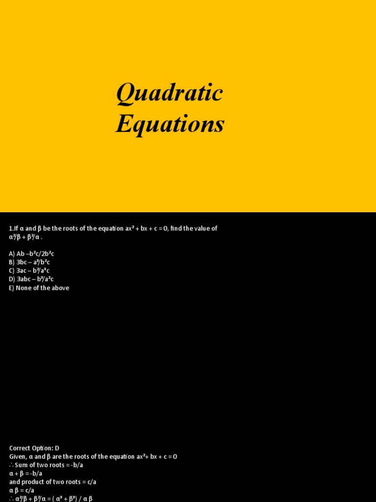 Quadratic Equation | PDF | Mathematical Analysis | Algebra