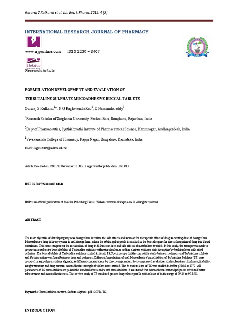 Mucoadhesif | PDF | Tablet (Pharmacy) | Chemistry