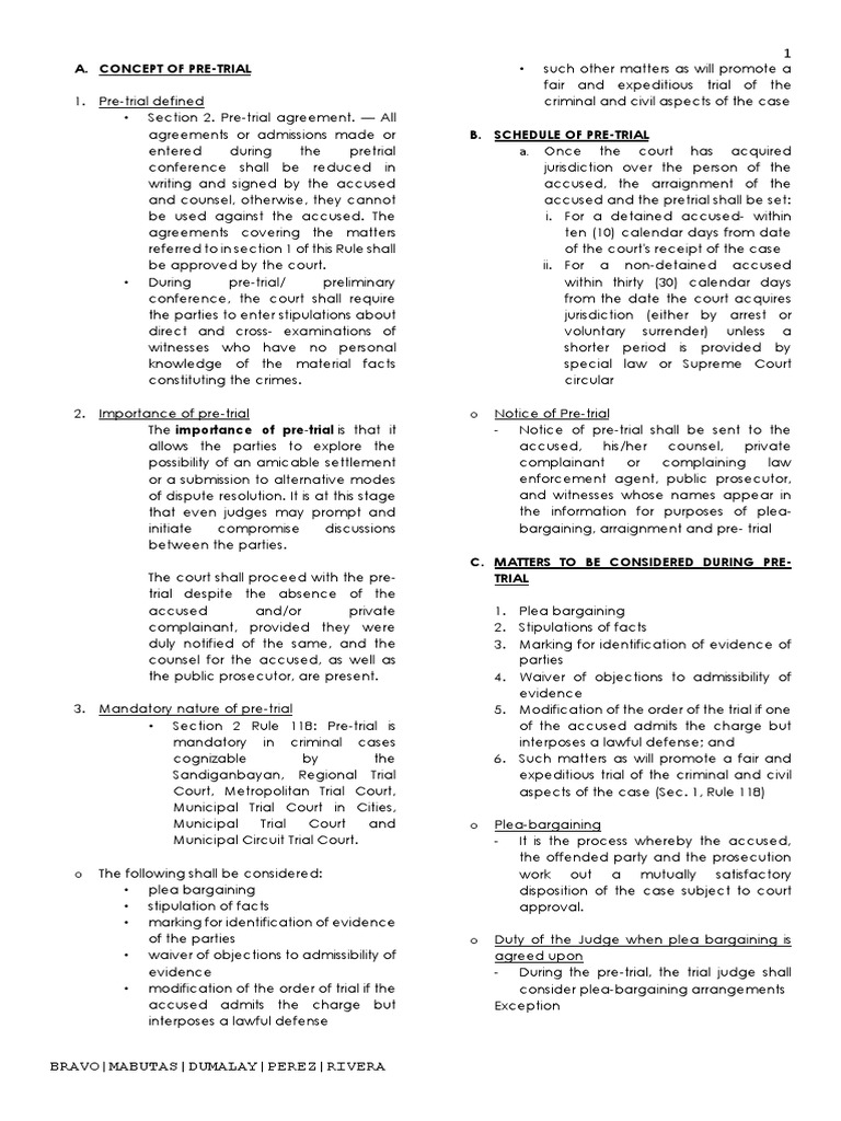 Pre Trial Conference Essentials Pdf Plea Bargain Trials