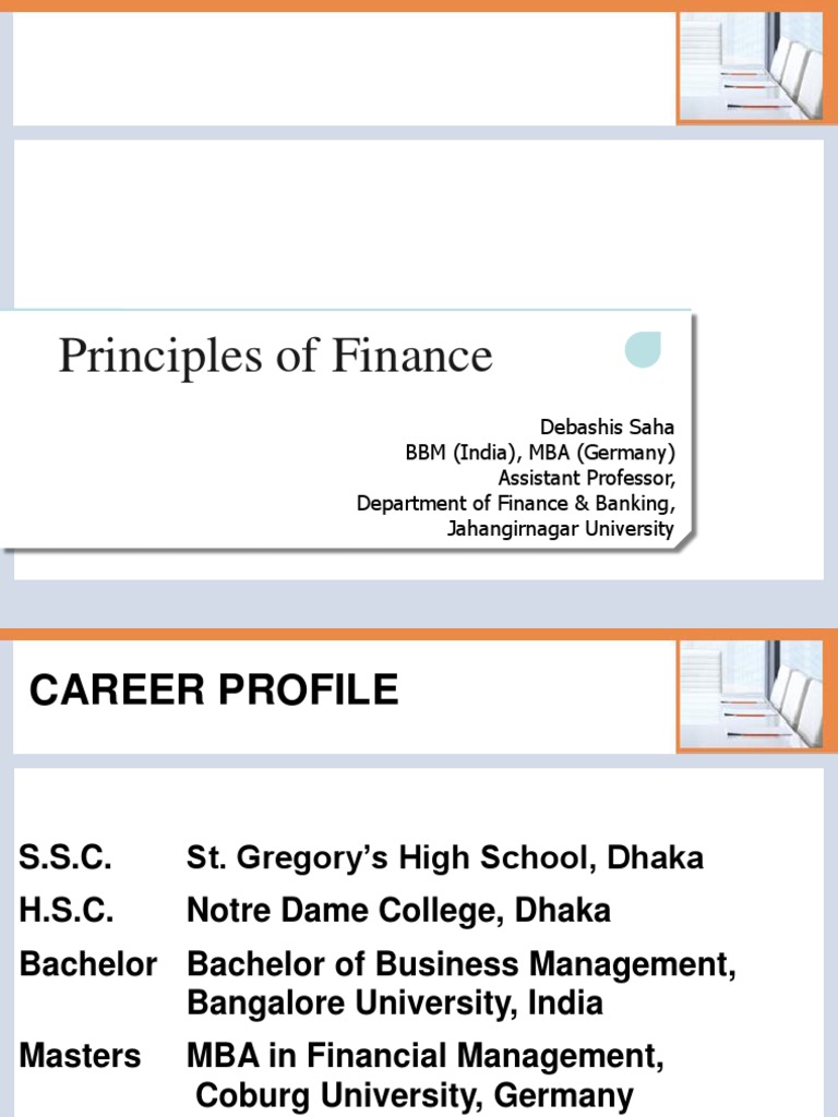 Lecture 01 - Principles of Finance | PDF | Corporate Governance ...