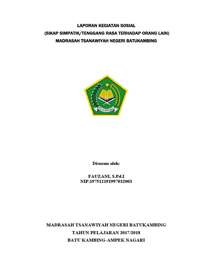 Contoh LAPORAN KEGIATAN SOSIAL MTs | PDF
