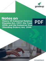 Notes Theory of Industrial Relations Industrial Disputes Act 1947 The Trade Unions Act 1926 and The Industrial Employment Standing Orders Act 1946 63