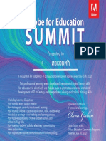 Adobe For Education Summit Certificate July 27 2021