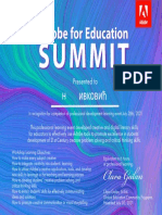 Adobe For Education Summit Certificate July 28 2021