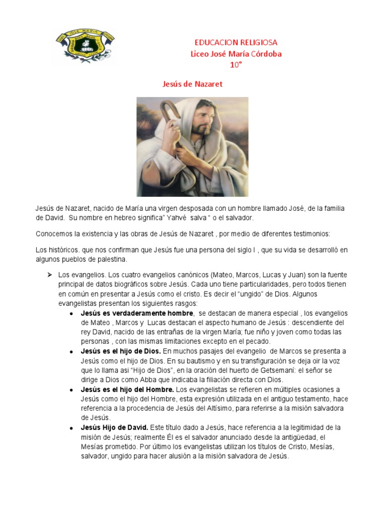 Vida y Enseñanzas de Jesús de Nazaret | PDF | Jesús | María, madre de Jesús