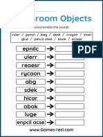 Classroom Objects Worksheet 4