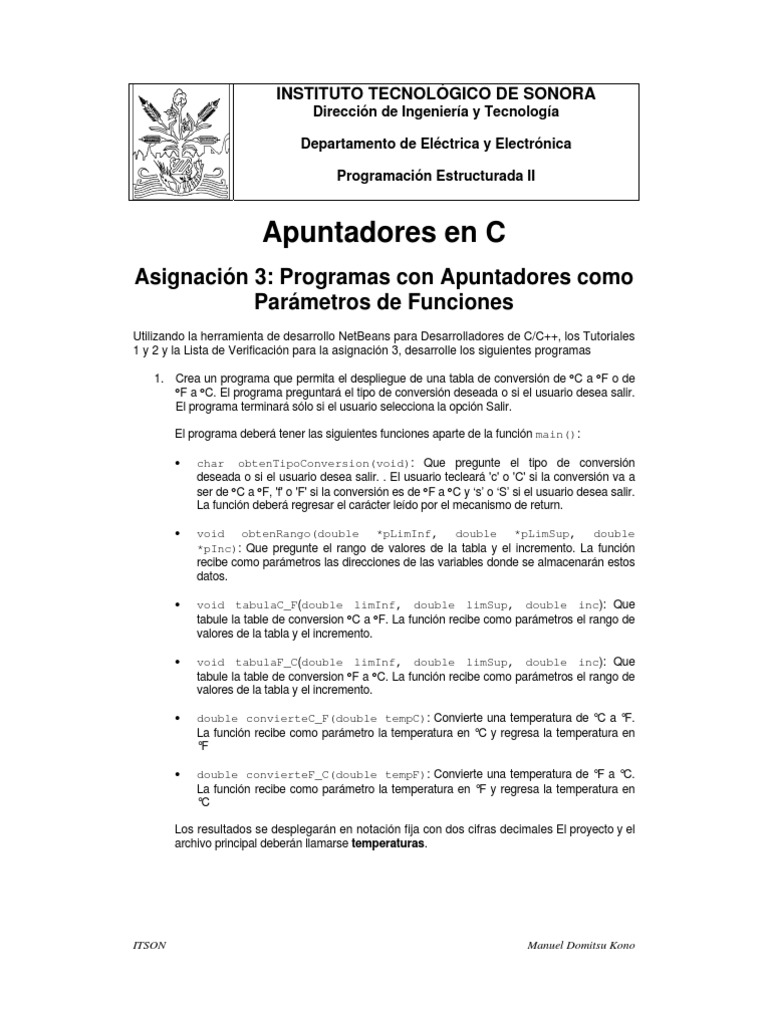 Programas en C con Apuntadores y Menú | PDF | C ++ | Programación de ...