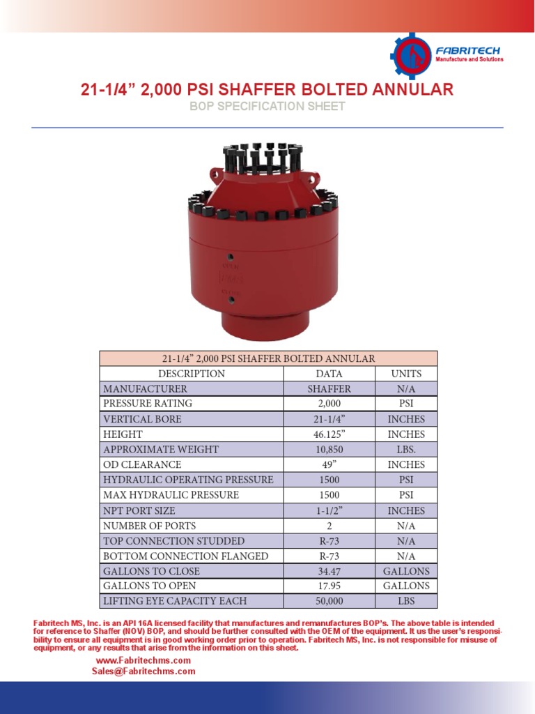 Shaffer 21-1/4" Annular BOP Specs | PDF