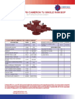 7.0625 5000 Cameron Single Ram Bop Standard Bonnets Spec Sheet