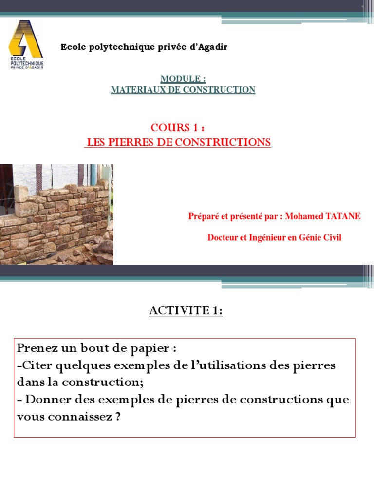 Types de pierres pour la construction PDF Granit Grès — free download