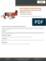 Winch Malacate 380 KG Winche Izaje Industrial Light Duty 220V 50/60HZ 1 Phase