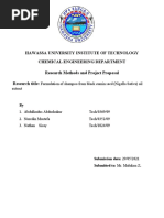 Hawassa University Institute of Technology Chemical Engineering Department Research Methods and Project Proposal Research Title