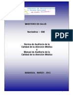 Normativa-090 Sobre Auidtoría de La Calidad de La Atención Médica y El Manual de La Auditorúa de Calidad de La Atención Médica