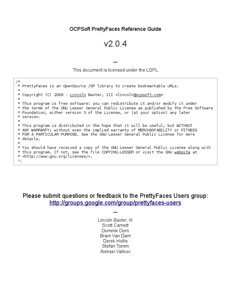 Prettyfaces 2 0 4 reference pdf java server faces java servlet