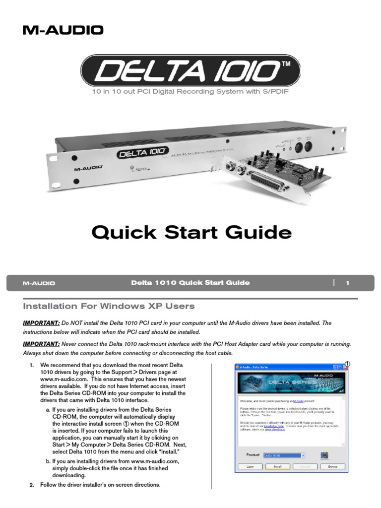 Quick Start Guide: 10 in 10 Out PCI Digital Recording System With S ...