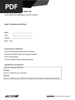 End-Of-Year Practice Test: A1: in The Format of Cambridge A2 Key For Schools